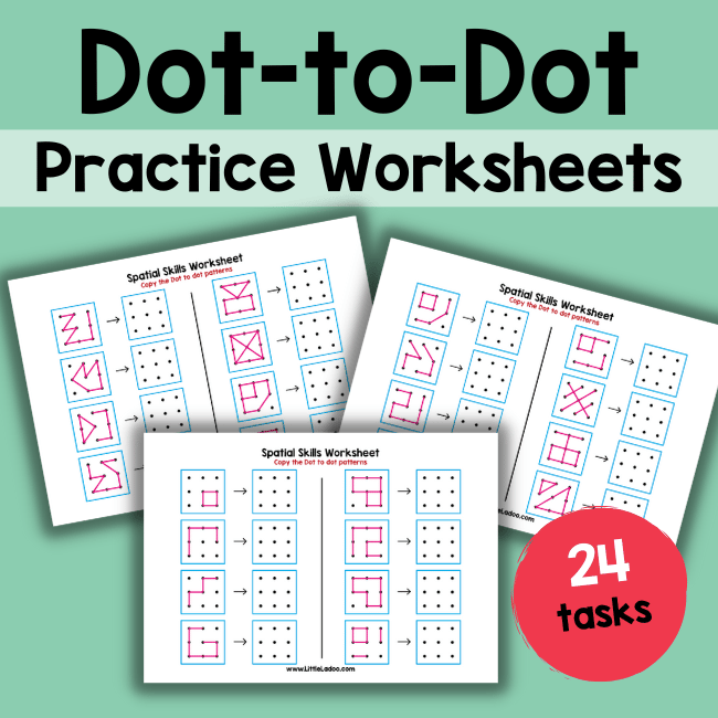 Dot to dot copy practive worksheets