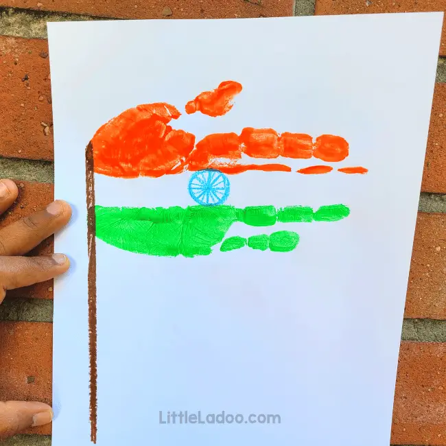 Handprint Indian Flag craft (2)