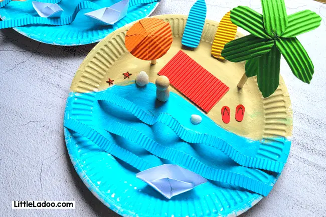 Beach on a Paper plate Craft for kids