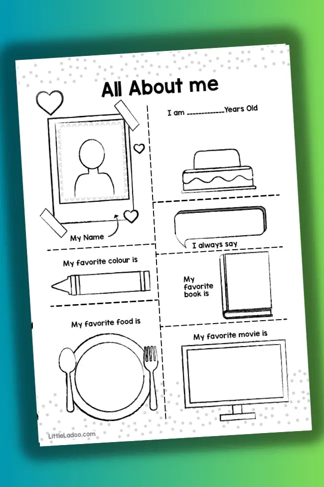 All about me Printable worksheet free
