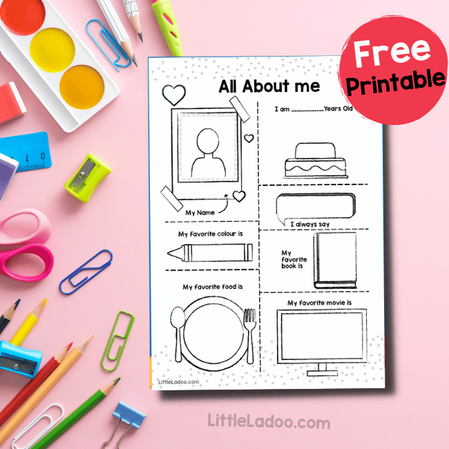 All about me Printable worksheet free