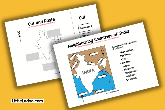 Boundaries of India and Neighbouring countries of India Worksheet Pack