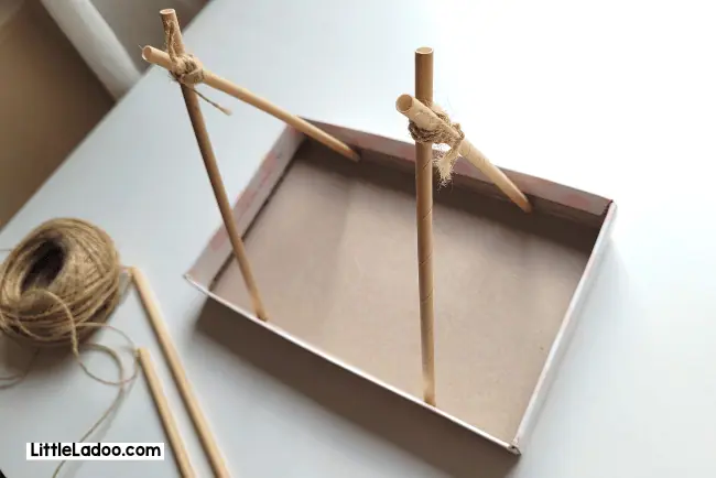 Erect the Straws on the shoebox