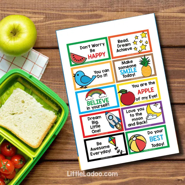 20 Lunch Box Notes for Early Readers {Free Printable}