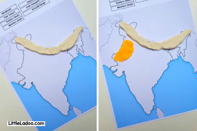 Himalayas and thar desert with playdough