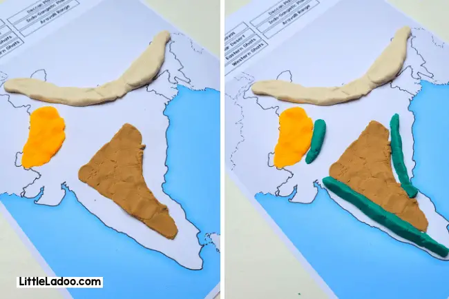 Make the Physical features of India with Playdough