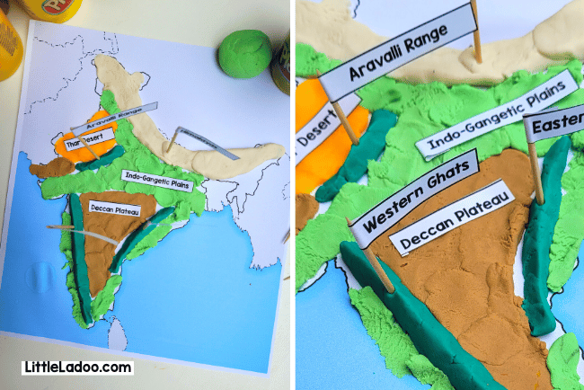 India Physical map of Kids -school project
