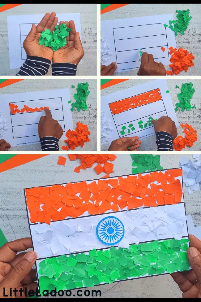 How to make torn Paper India Flag Craft Step by Step