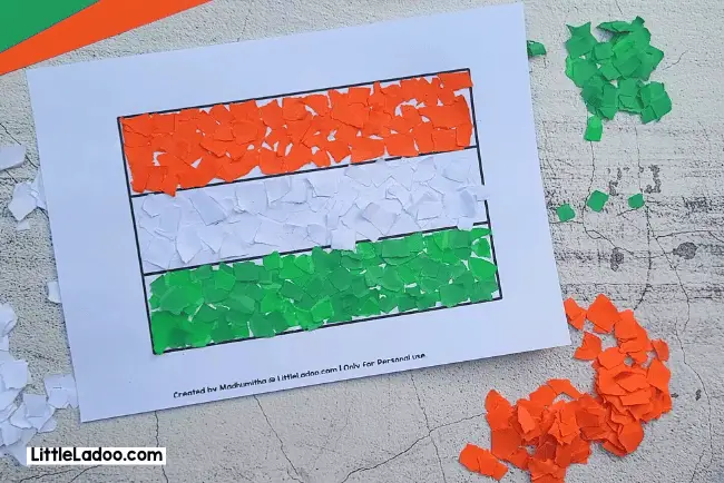 India Flag torn paper art