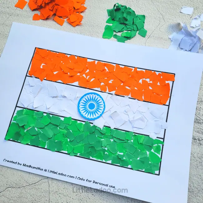 India Flag Torn paper craft