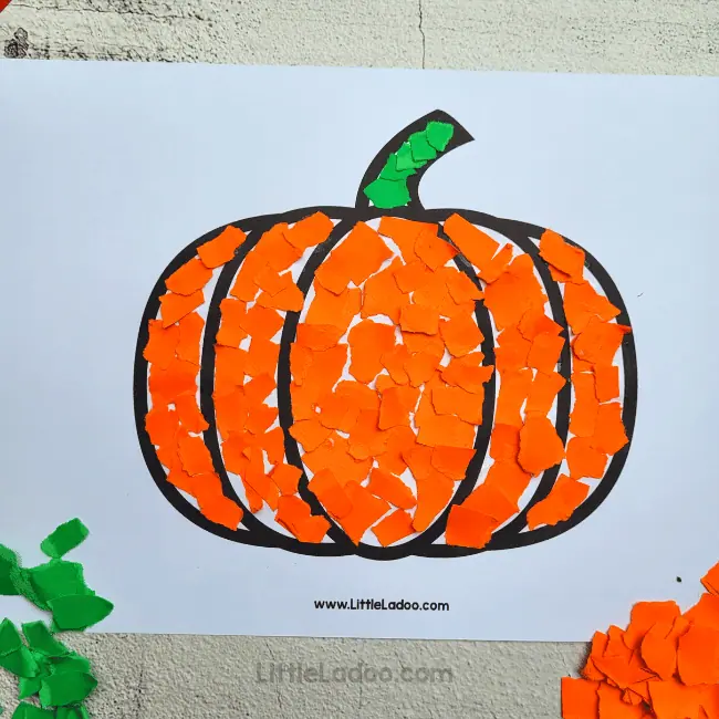 Torn Paper Pumpkin Craft {Free Printable}