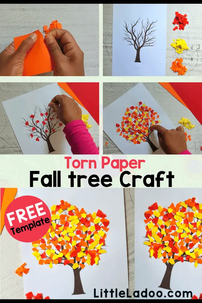 Torn paper fall Tree craft