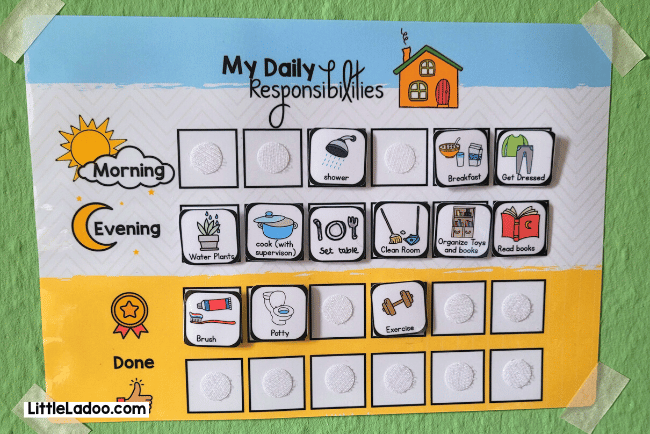 Chores Chart for kids on wall