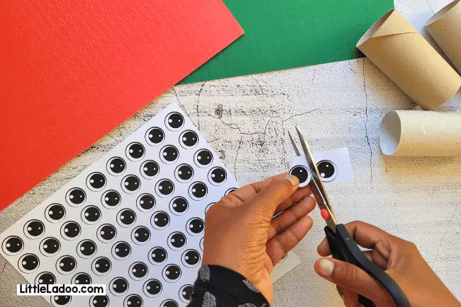Cutting a pair of eyes from eye template