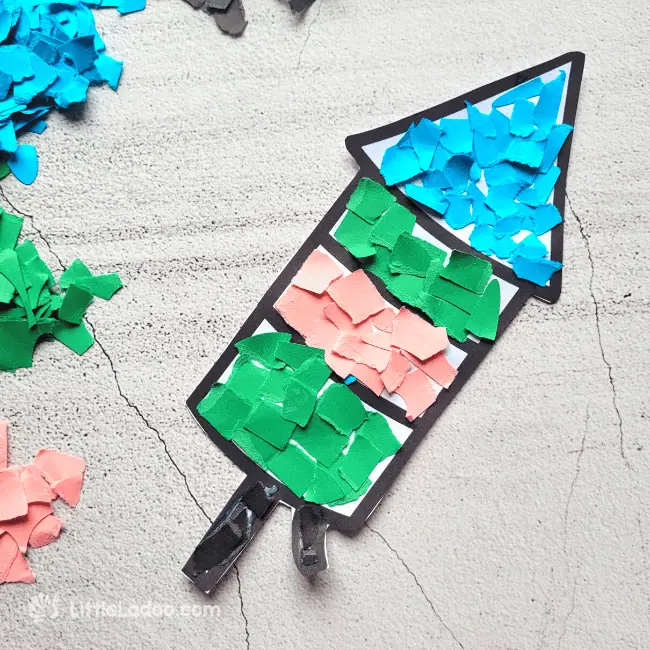 Torn paper Rocket Firework Craft