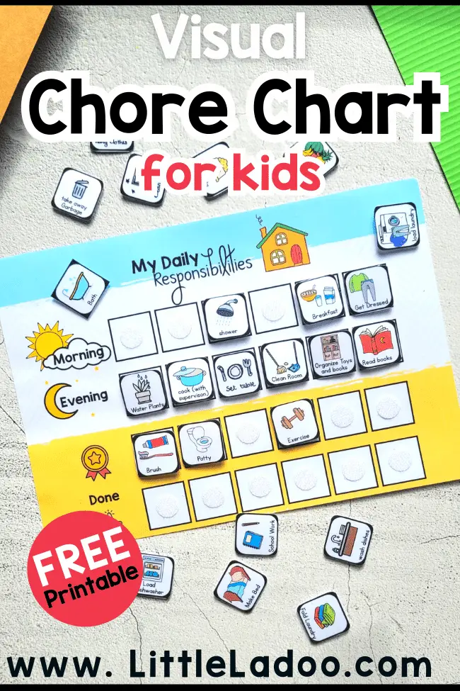 Visual chores Chart Printable for kids 