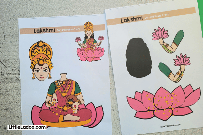 Lakshmi cut and paste craft Template