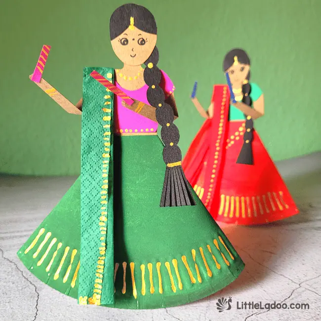 Paper Plate Dandiya Dolls