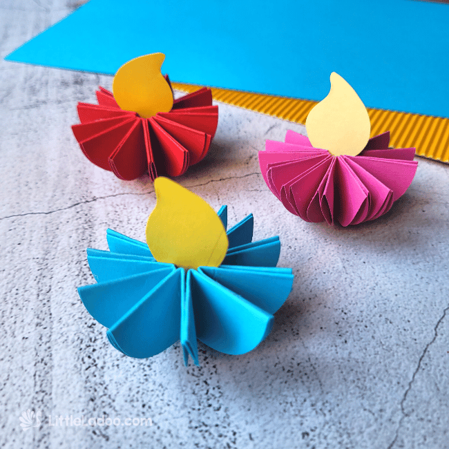 simple 3D Diya craft made with just paper and glue