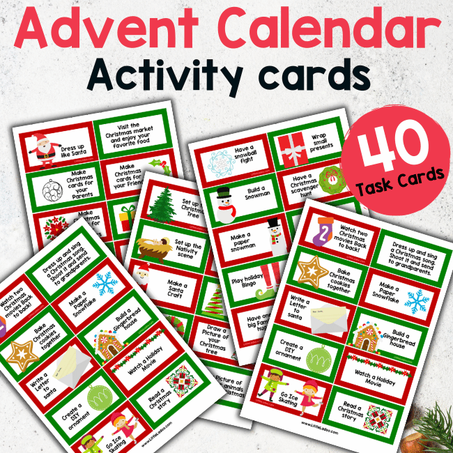 Advent Calendar Activity Cards printable