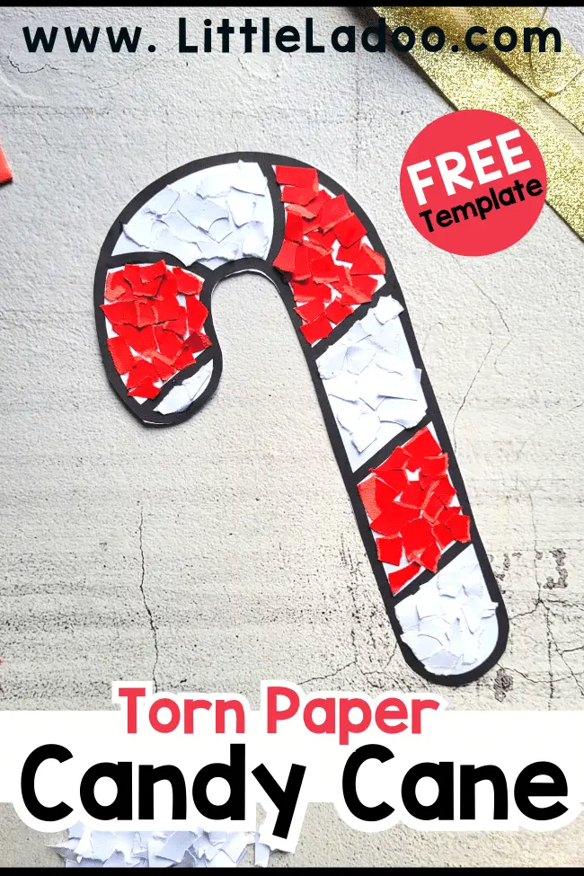 Torn Paper Candy Cane