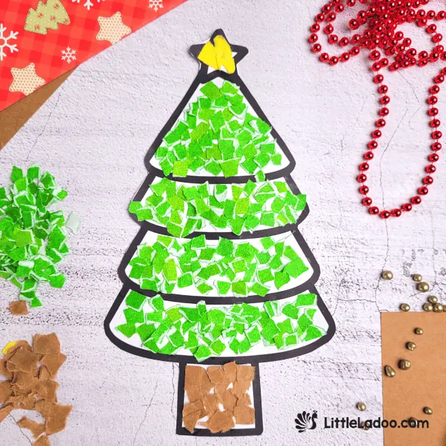 Torn Paper Christmas Tree Craft