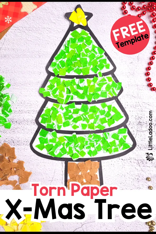 Torn Paper Christmas Tree Craft