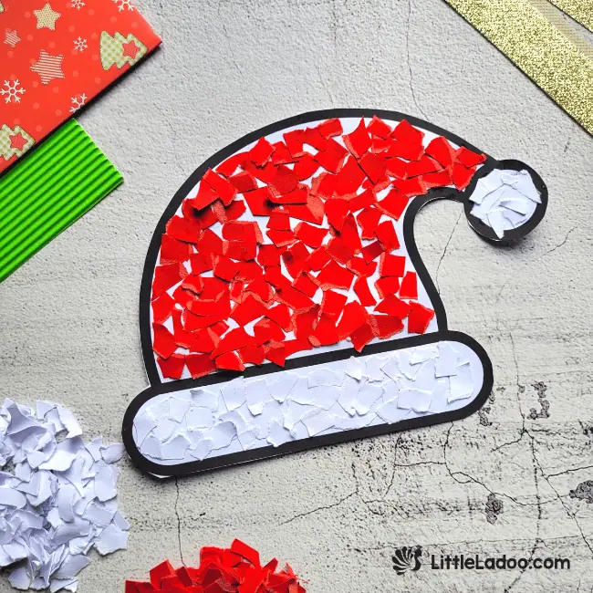 Torn Paper Santa hat craft