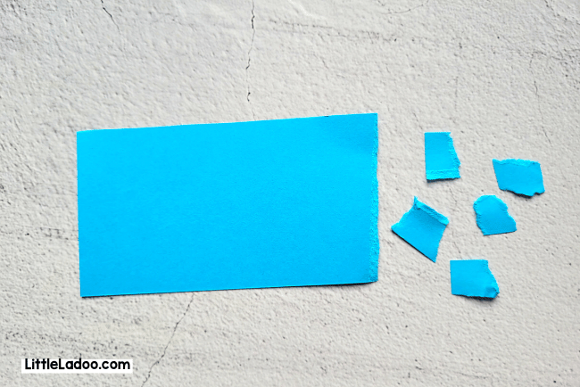 Tearing Blue Paper for Craft