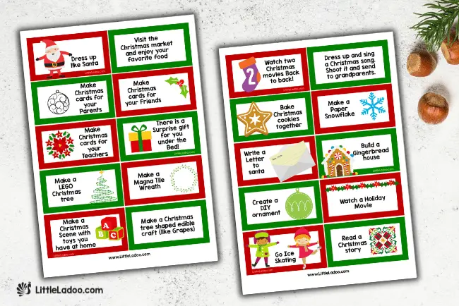 Advent Calender activity cards Printable