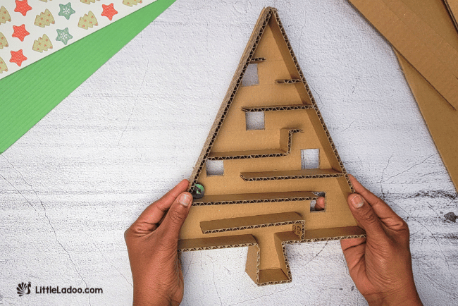 Cardboard christmas Tree maze