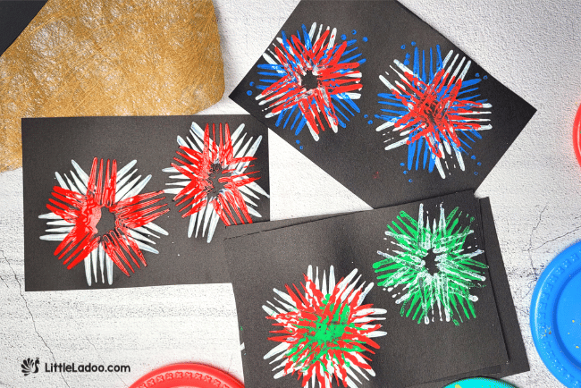 Firework Fork Painting Craft for kids