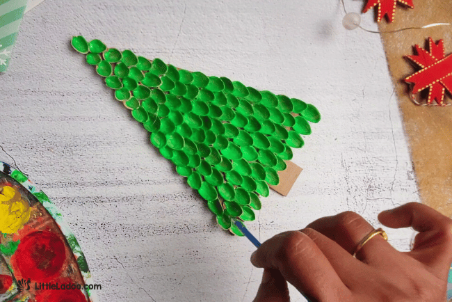 Painting the Pistachio shell christmas tree