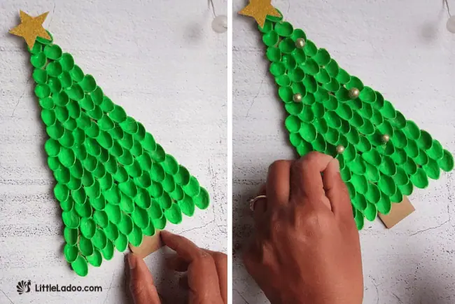 Decorating the Pistachio shell christmas tree