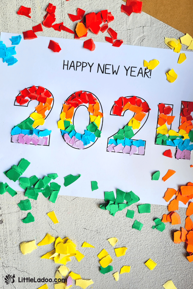 Torn Paper New Year Craft