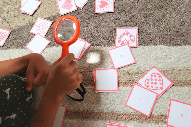 Heart Magnifying Glass Matching Printable