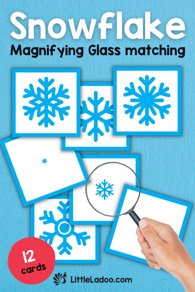 SNOWFLAKE MAGNIFYING GLASS MATCHING PRINTABLE