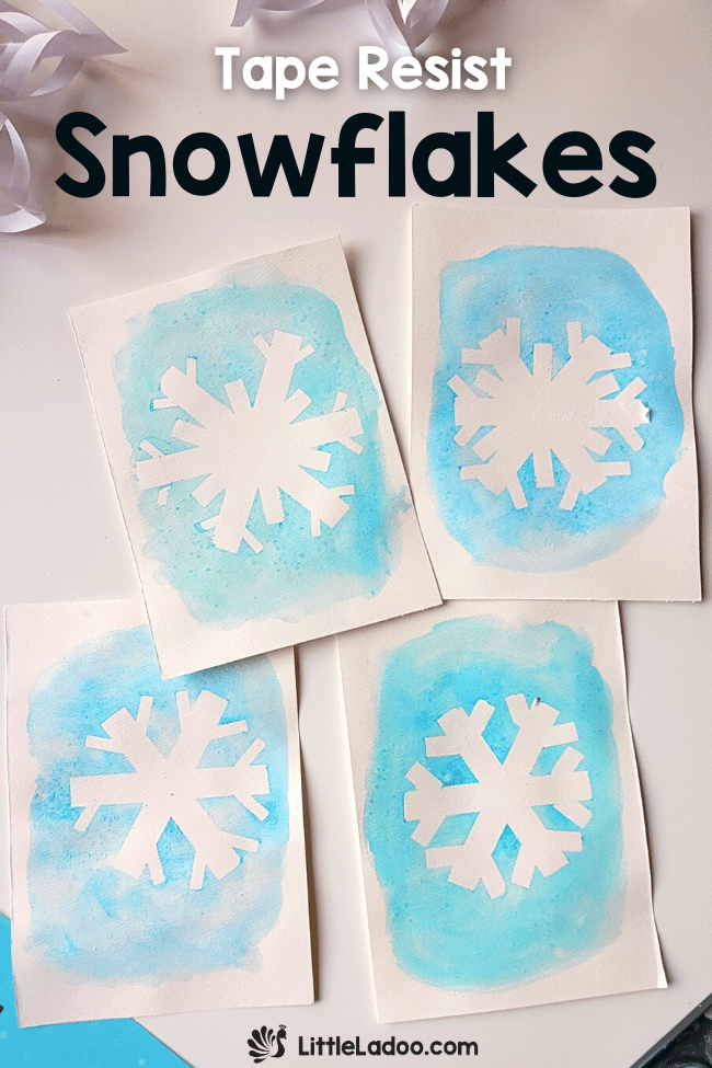 Tape Resist Snowflake Art