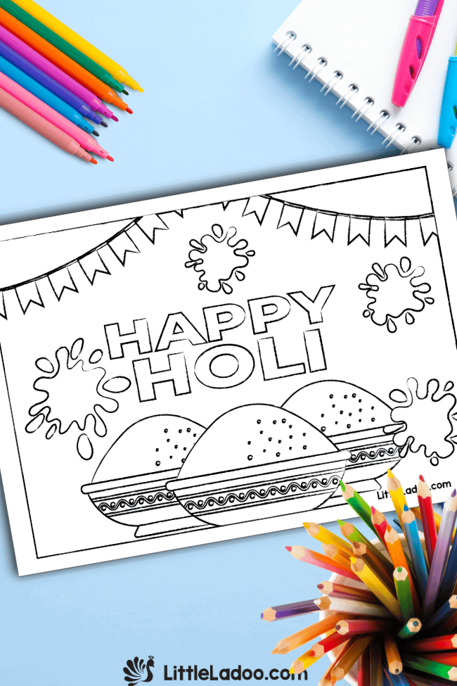 Holi Colouring Pages {Free Printable}