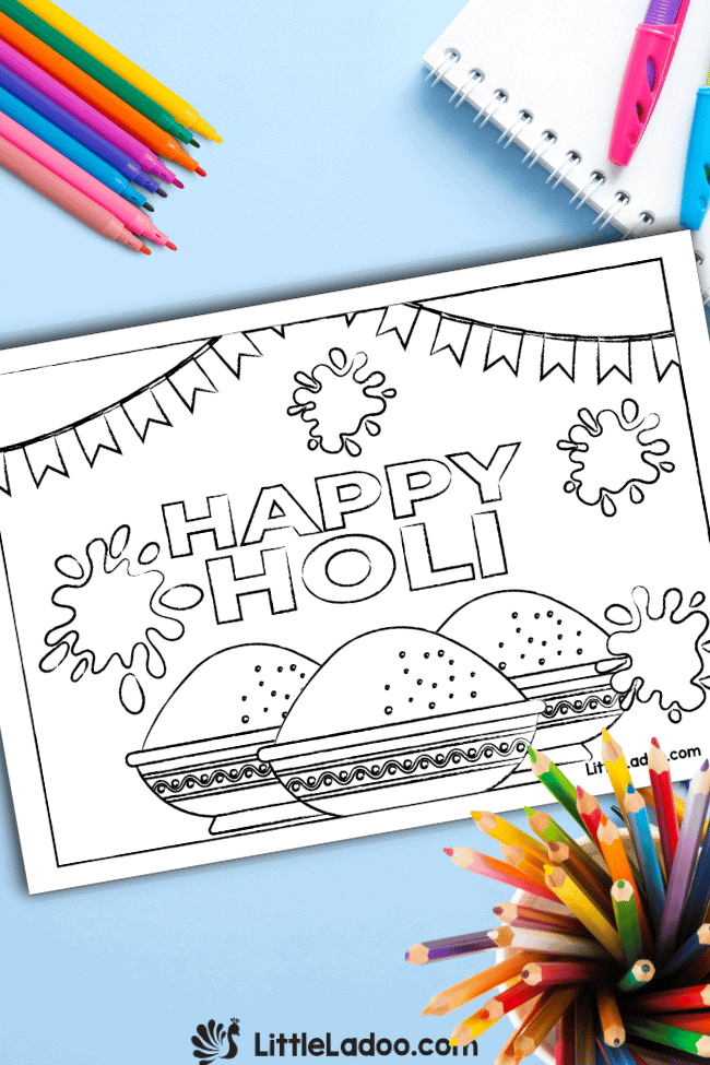 Holi colouring pages PDF Free printable