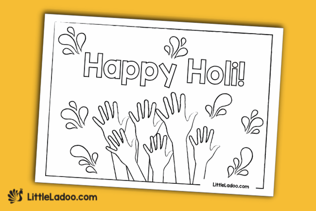 Holi colouring pages PDF Free printable