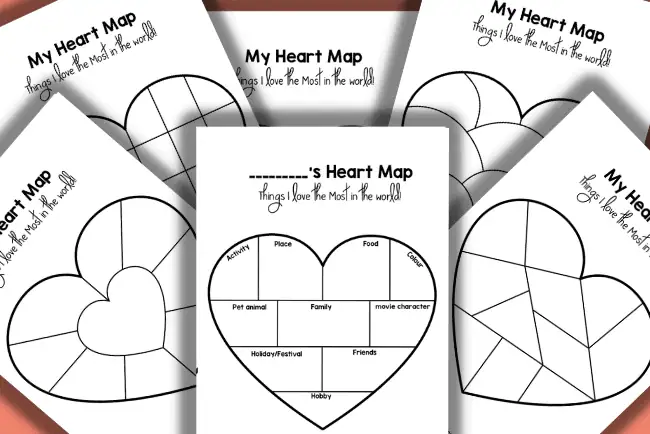 Heart Map Template Free Printable PDF