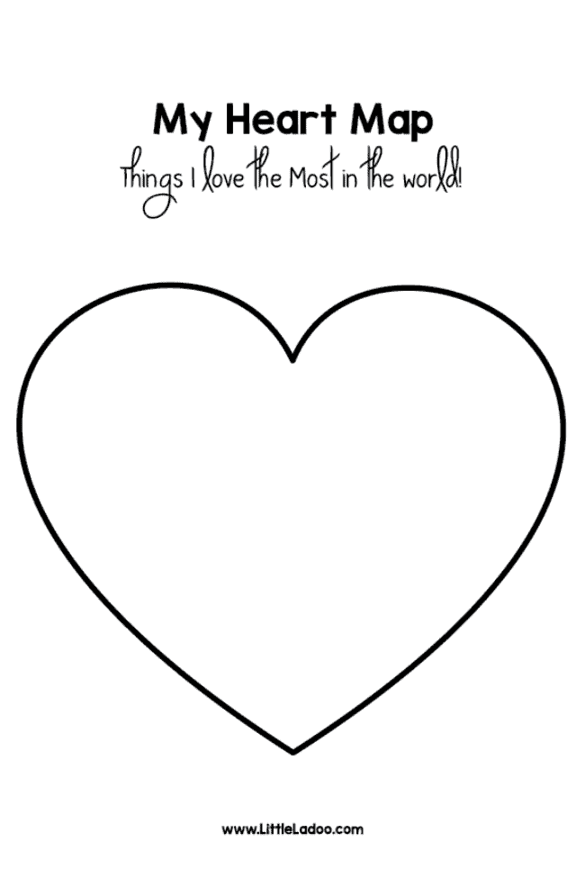 Heart Map Template for kids {Free Printable}