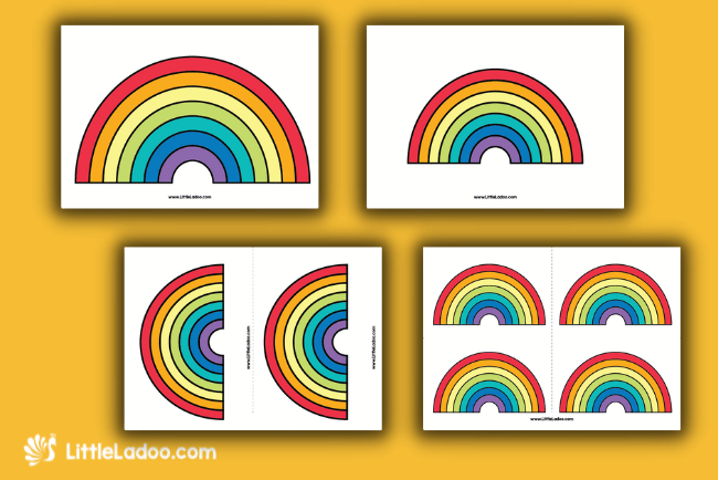 Colourful rainbow craft Template in various sizes