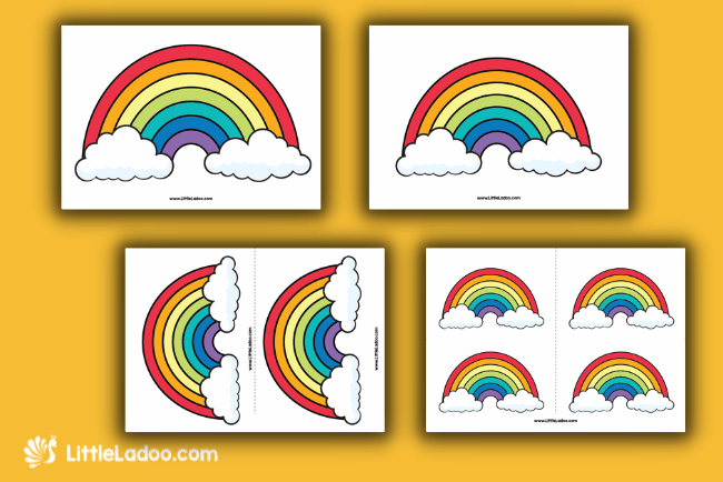 Rainbow with clouds Template in different sizes
