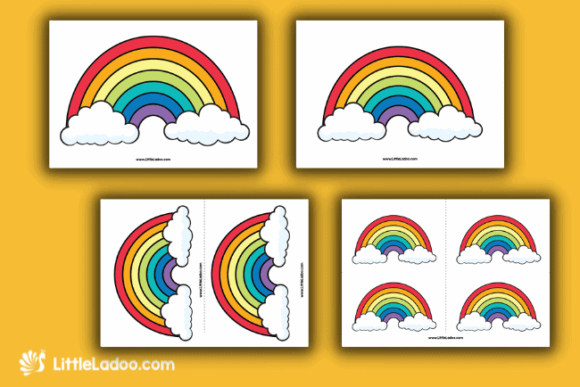 Rainbow with clouds Template in different sizes