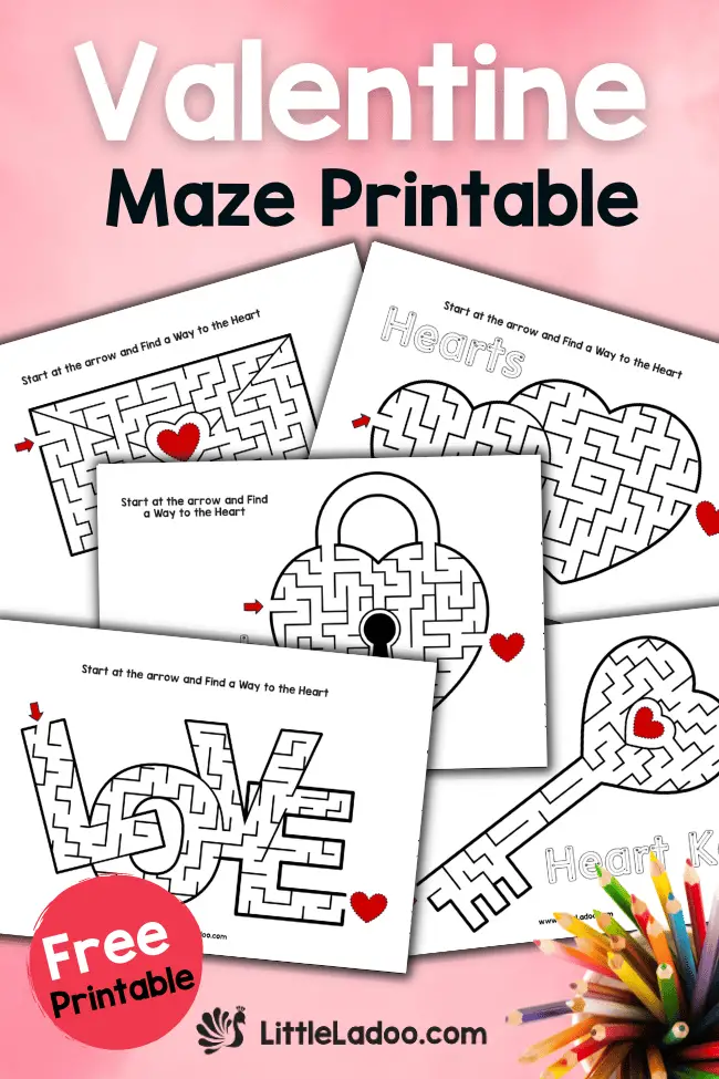 Valentine's Day Mazes Free Printable