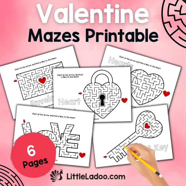 Valentine's Day Mazes Free Printable