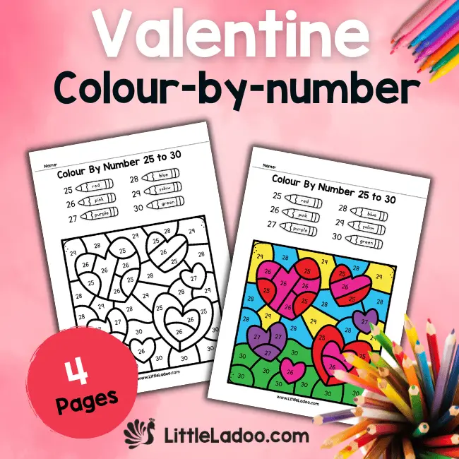 Valentine colour By number Free Printable
