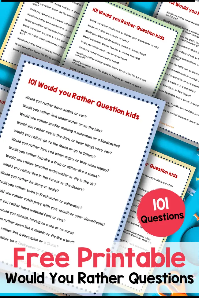 Would you rather Free Printable